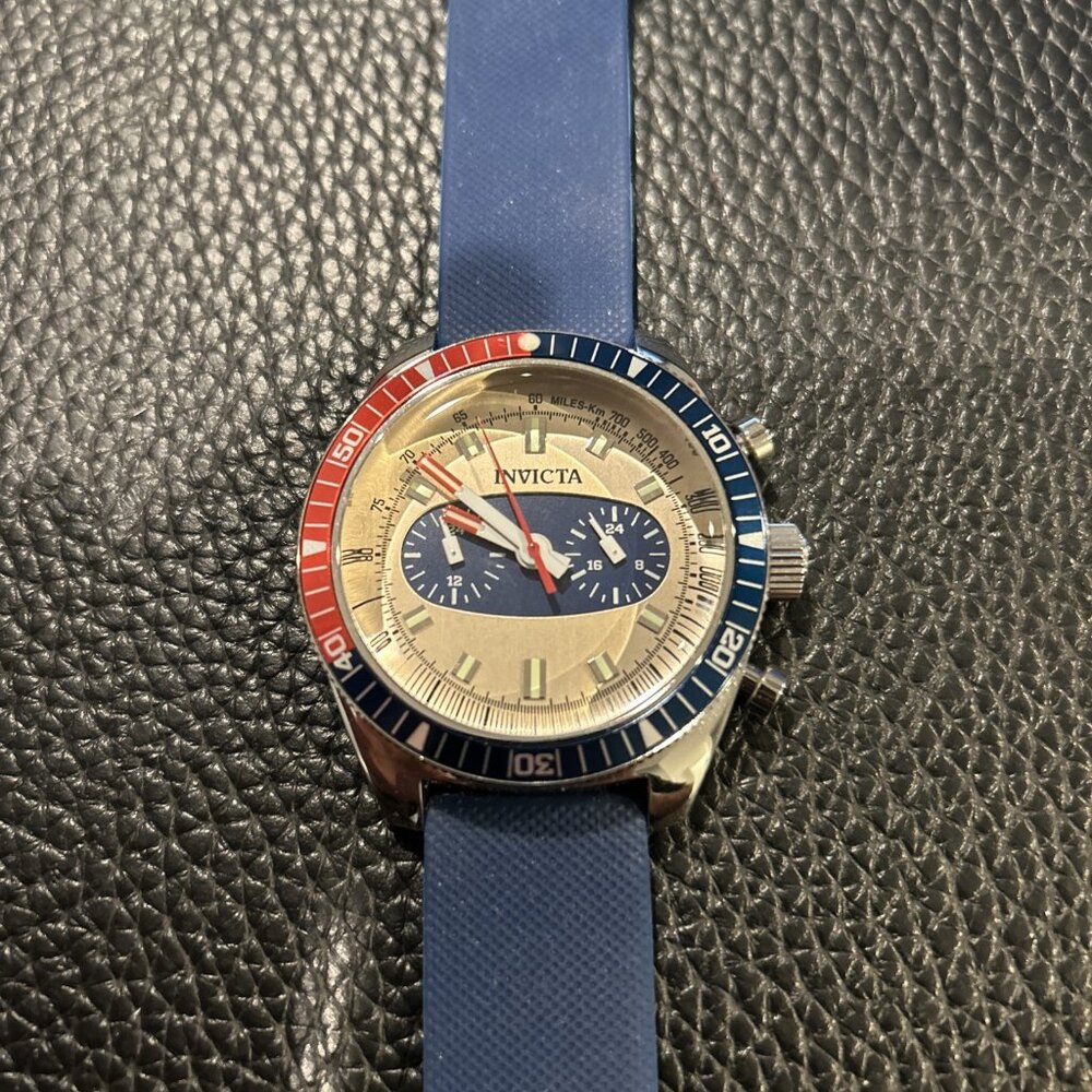 Invicta Monaco Speedway Chronograph Wrist Watch 43mm Silver Blue White Red 40525